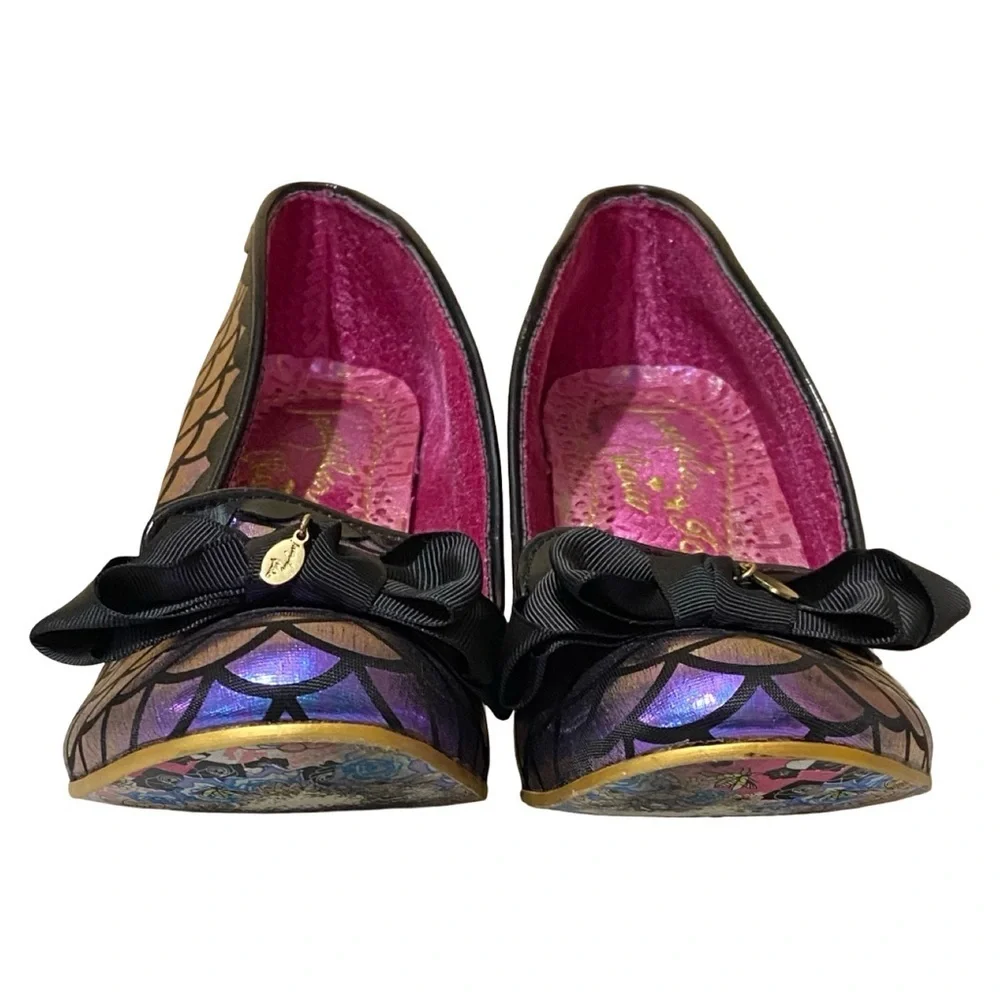 Irregular Choice Iconic Iridescent Purple Blue Black Mermaid Bow Heels - Picture 3 of 9